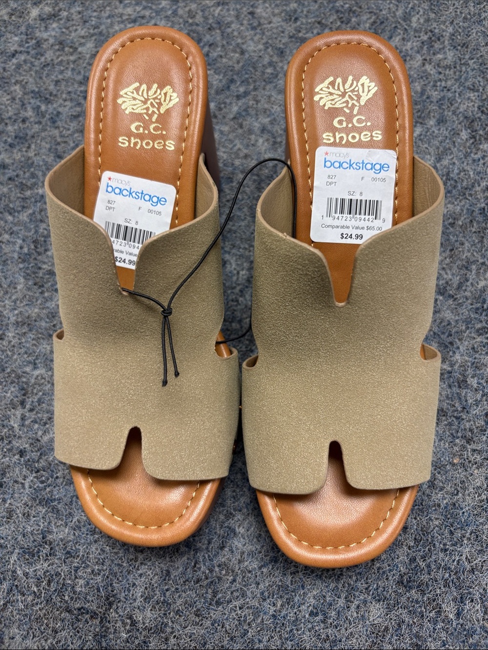 G.C. Shoes Taupe Suede Slide Sandals with Split Vamp